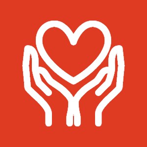 Hands holding white heart