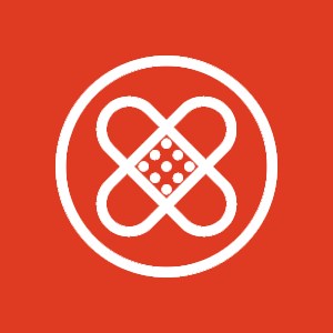 Two crossed white bandages